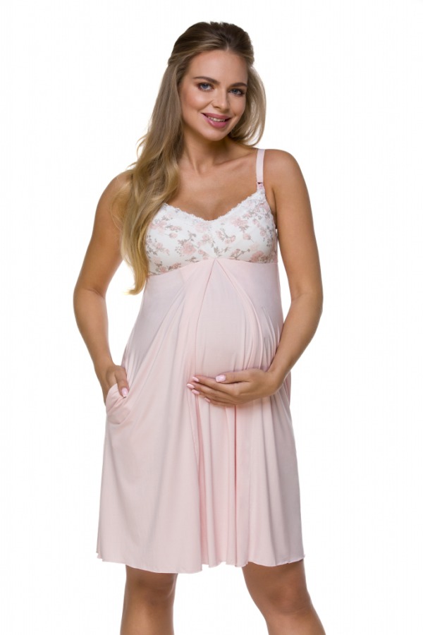 Těhotenská a kojící košilka světle růžová