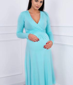 Těhotenské šaty mátové dlouhý rukáv