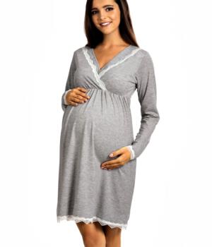 Těhotenská a kojící košilka šedá dlouhý rukáv