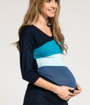 Těhotenské a kojící tričko modré tyrkysové