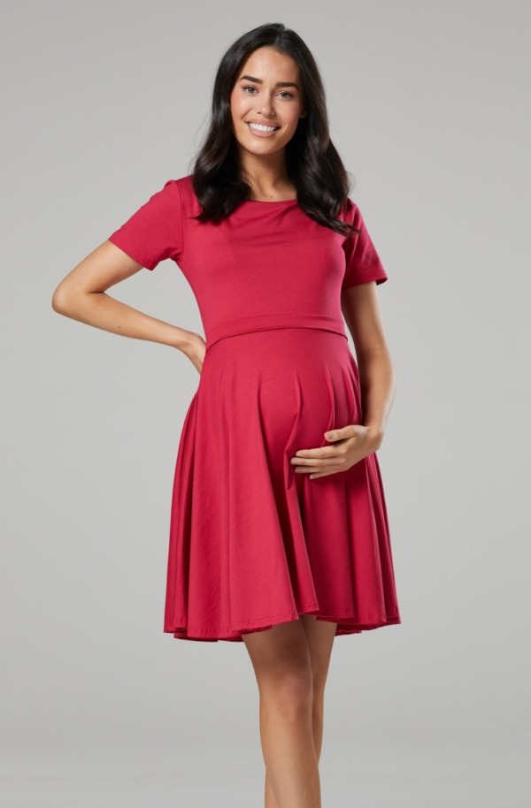 Těhotenské a kojící šaty malinové