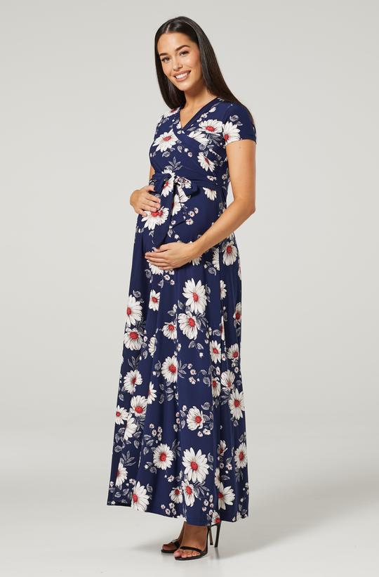 Těhotenské a kojící šaty s květinovým vzorem dlouhé