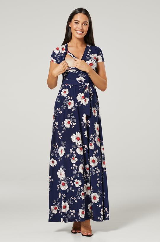 Těhotenské a kojící šaty s květinovým vzorem dlouhé