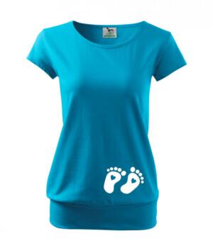 Těhotenské tričko tyrkysové s potiskem