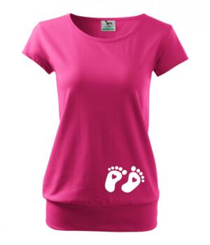Těhotenské tričko sytě růžové s potiskem
