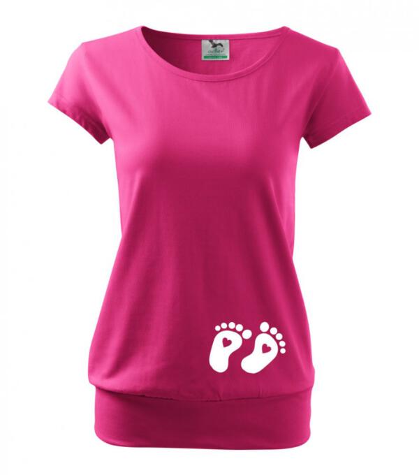 Těhotenské tričko sytě růžové s potiskem