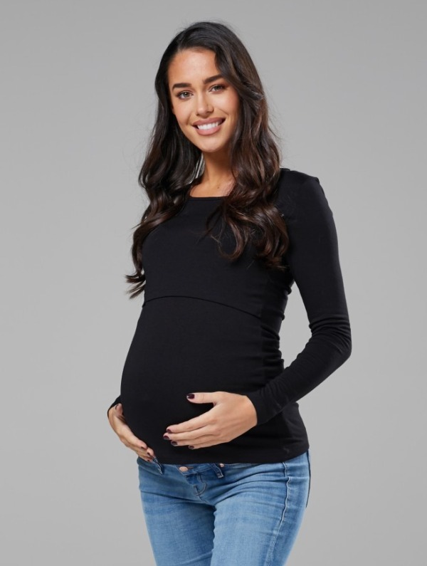 Těhotenské a kojící tričko černé