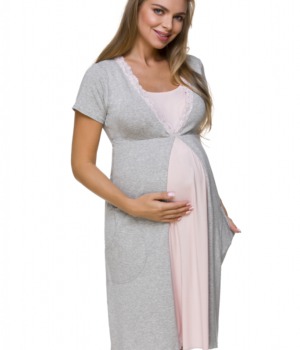 Těhotenská a kojící košilka růžovo šedá