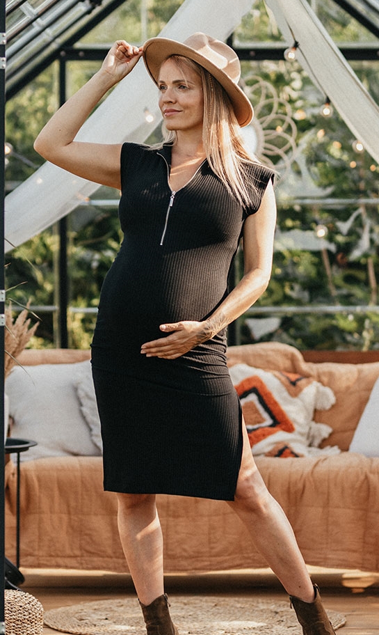 Těhotenské a kojící šaty černé