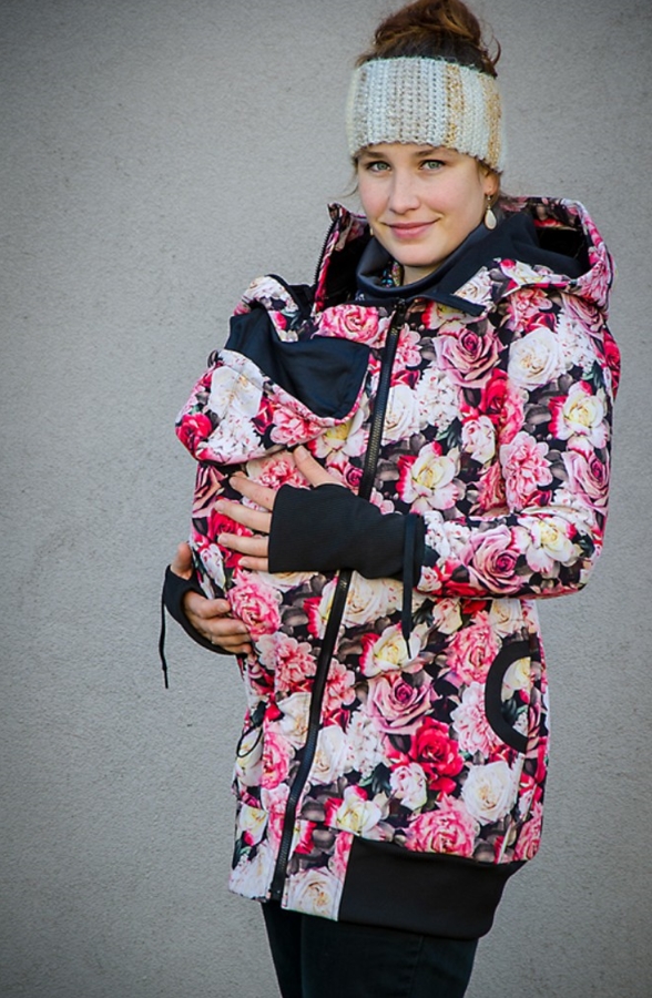 Softshellová nosící bunda s květinovým vzorem