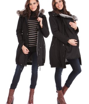 Těhotenská nosící bunda černá 3v1 parka