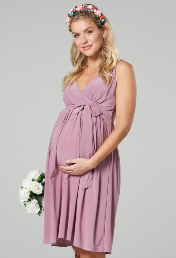 Těhotenské šaty na ramínka liliové
