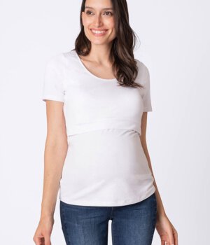 Těhotenské a kojící tričko bílé bambusové