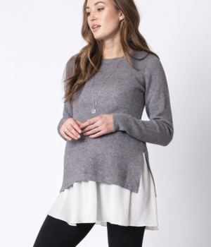 Těhotenský svetr šedý kojící