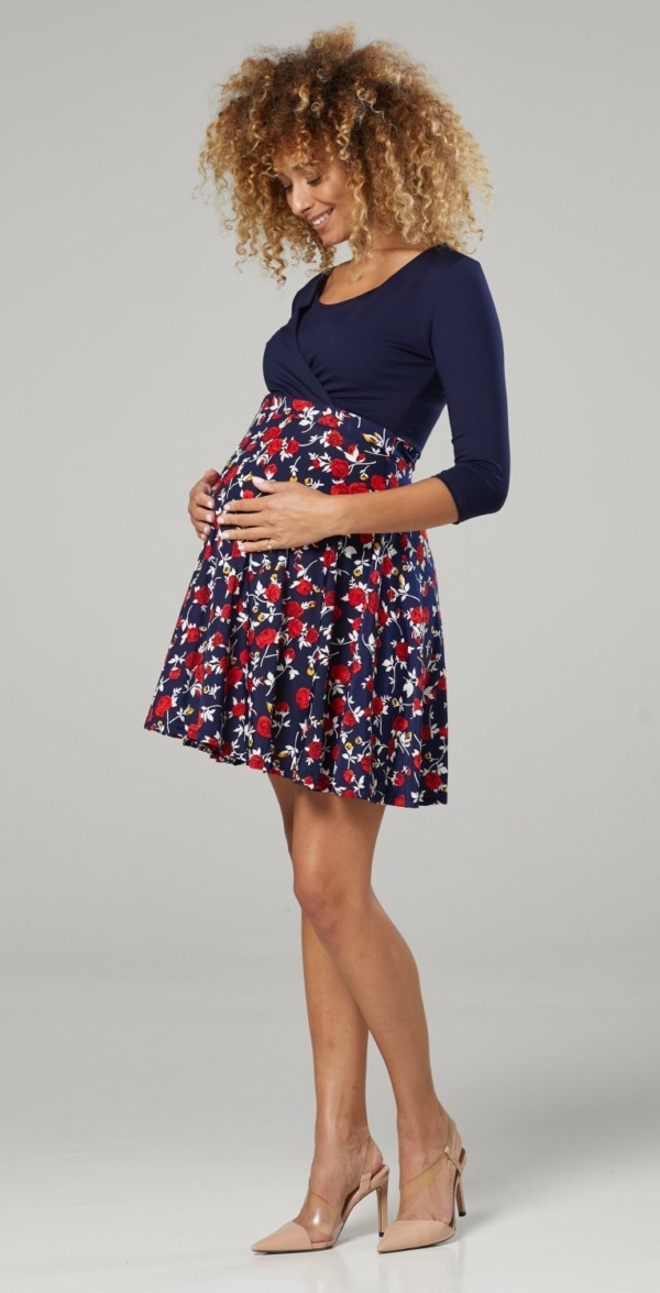 Těhotenské mini šaty květinové
