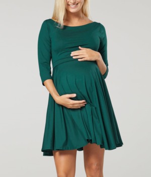 Těhotenské a kojící šaty tmavě zelené