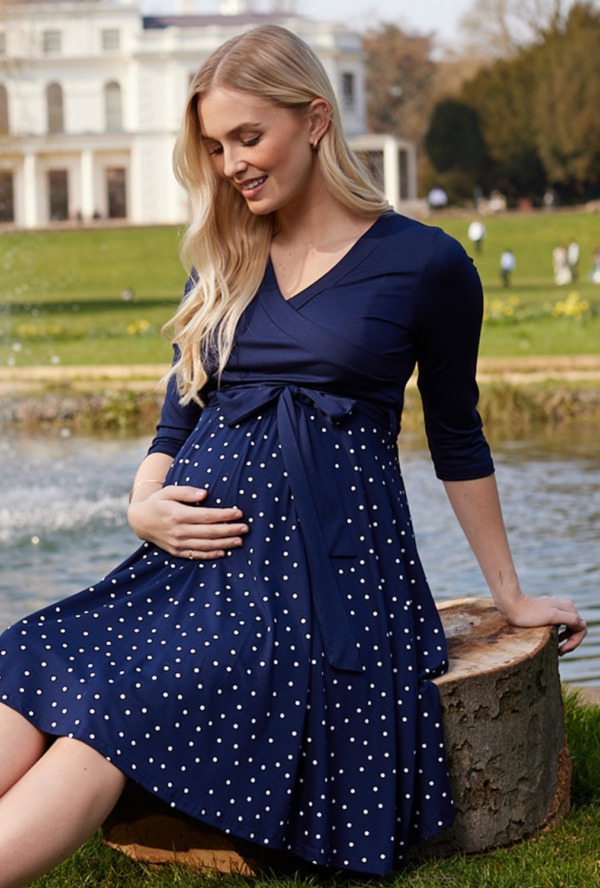 Těhotenské šaty modré kojící