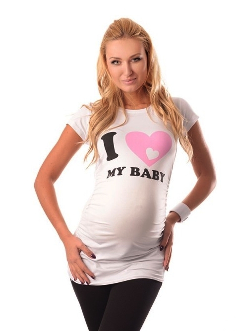 Těhotenské tričko s potiskem bílé