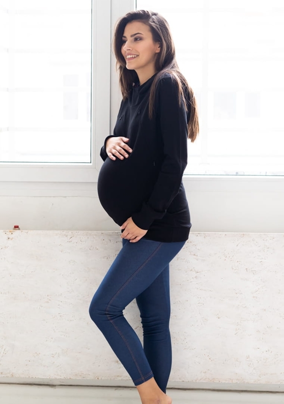 Těhotenská a kojící mikina černá se vzorem