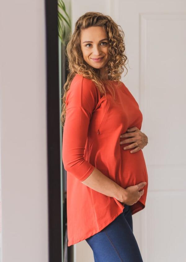 Těhotenské a kojící tričko oranžové blůza