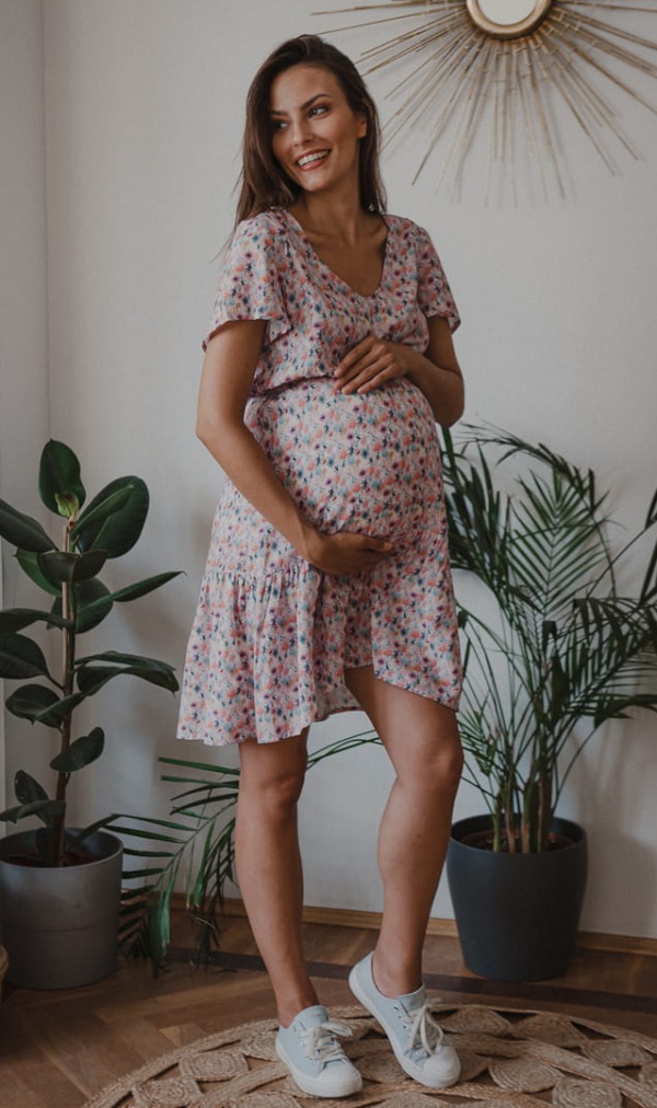 Těhotenské šaty květinové kojící