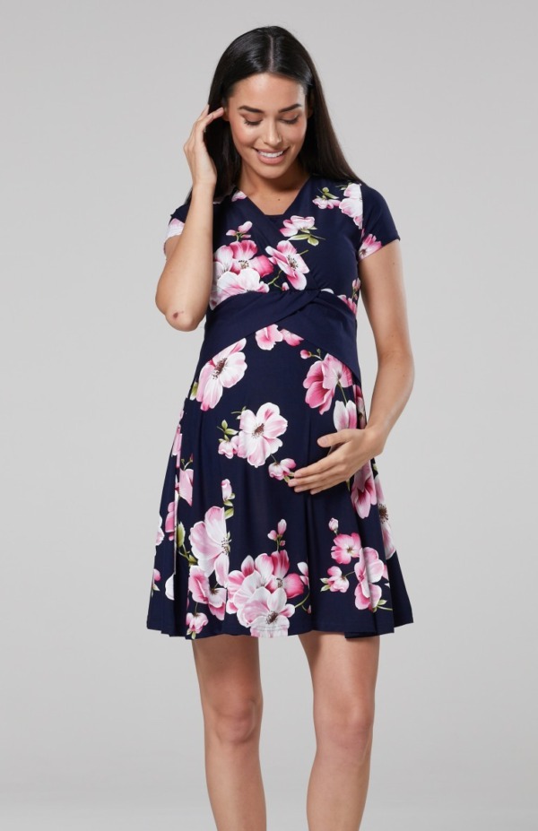 Těhotenské a kojící šaty květinové