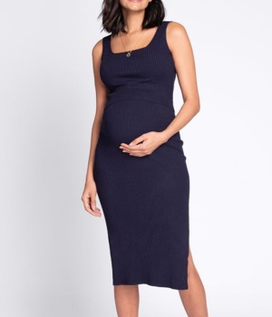 Těhotenské šaty na ramínka tmavě modré