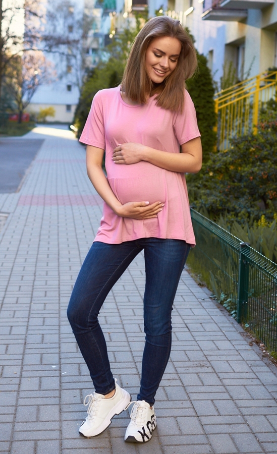 Těhotenské tričko ve starorůžové barvě