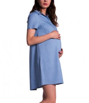 Těhotenské a kojící šaty modré košilové