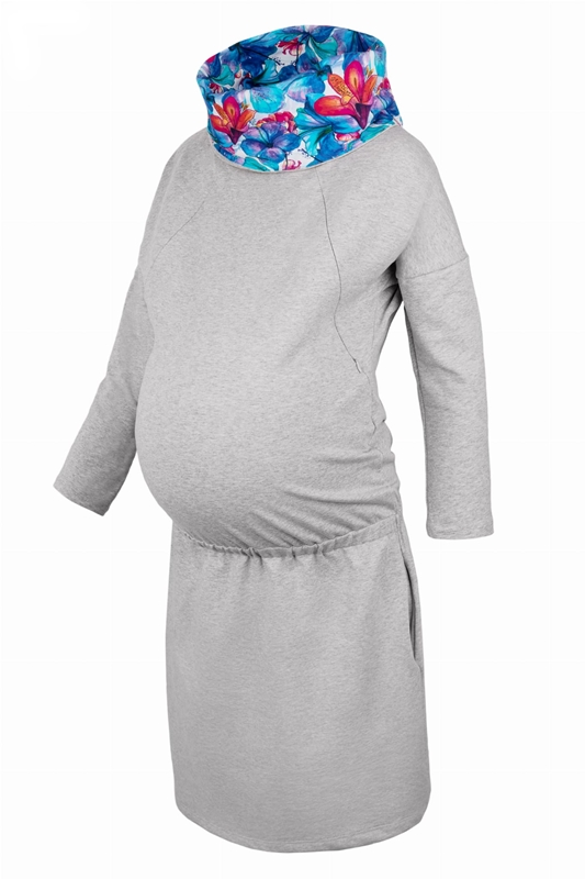 Těhotenské a kojící mikinové šaty šedé