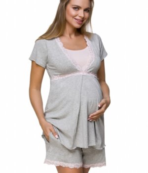 Těhotenské a kojící pyžamo šedé