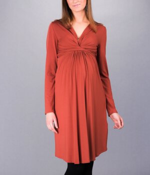 Těhotenské a kojící šaty v barvě skořice