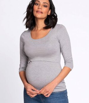 Těhotenské a kojící tričko šedé