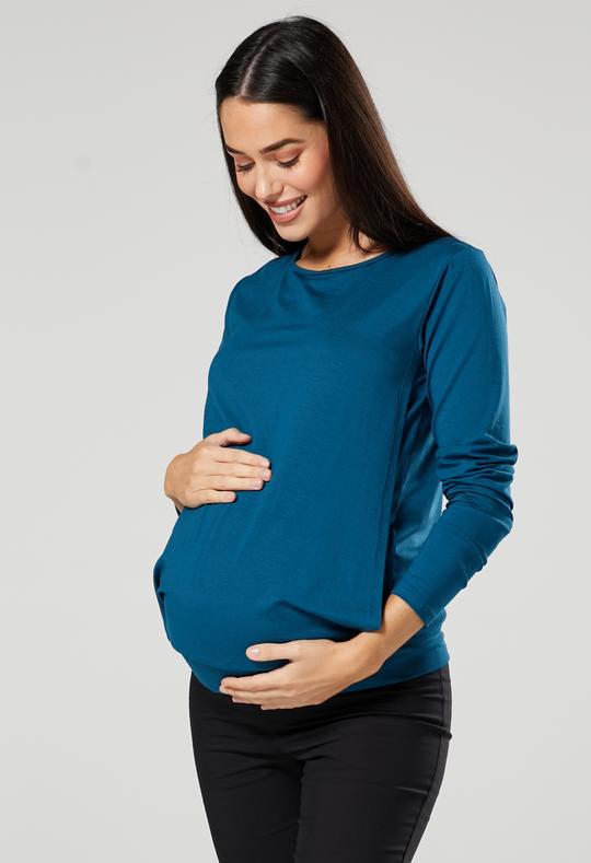 Těhotenské a kojící tričko v barvě petrolej