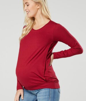 Těhotenské a kojící tričko v barvě bordo