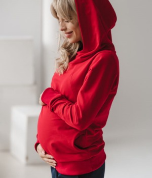 Těhotenská mikina červená kojící