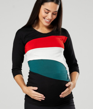 Těhotenské a kojící tričko červeno černé