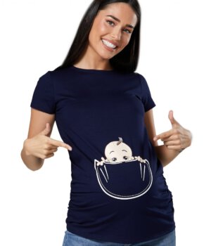 Vtipné těhotenské tričko tmavě modré