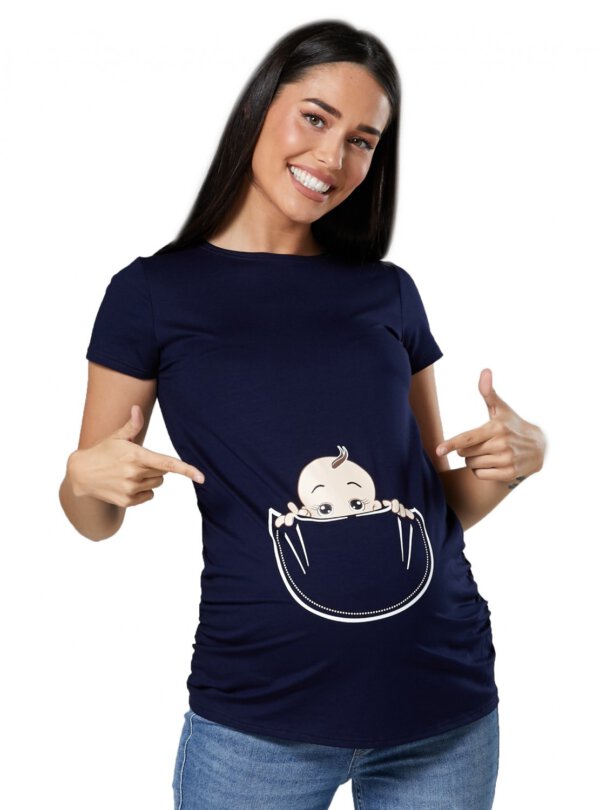 Vtipné těhotenské tričko tmavě modré