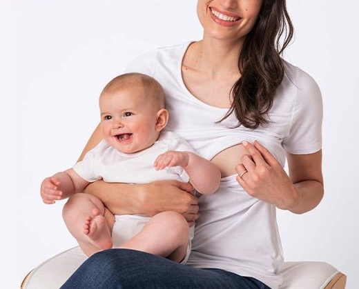 bílé těhotenské a kojící tričko krátký rukáv