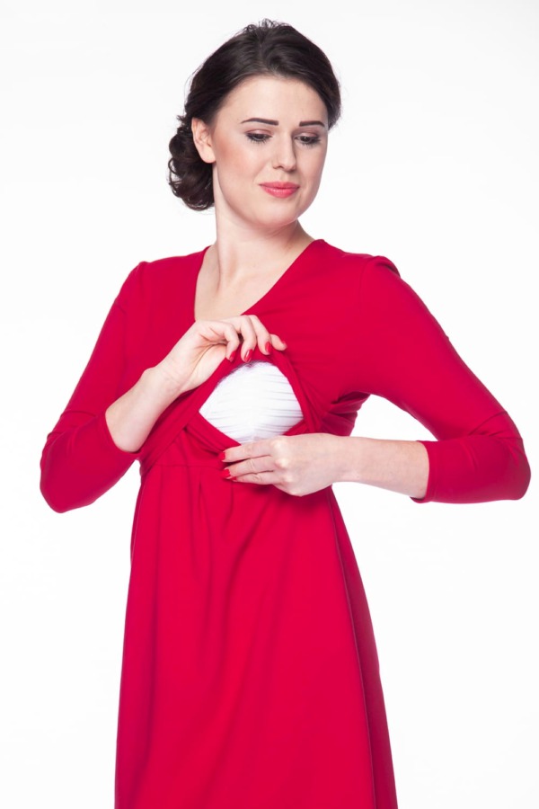 Těhotenské a kojící šaty červené
