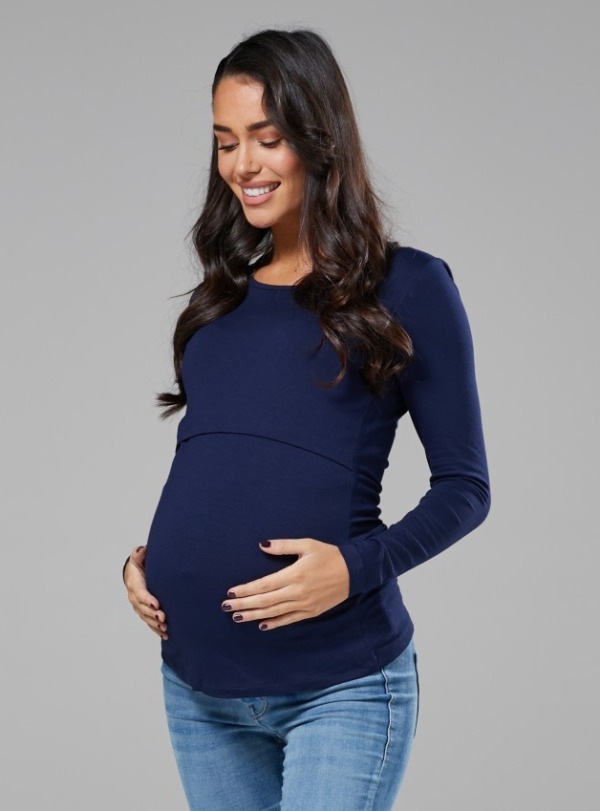 Těhotenské a kojící tričko tmavě modré