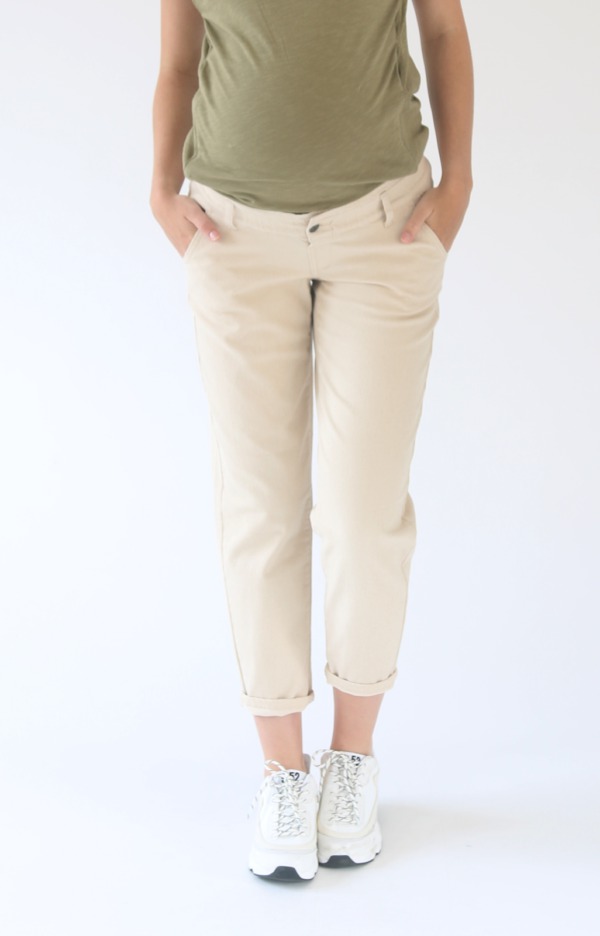Těhotenské džíny v pískové barvě