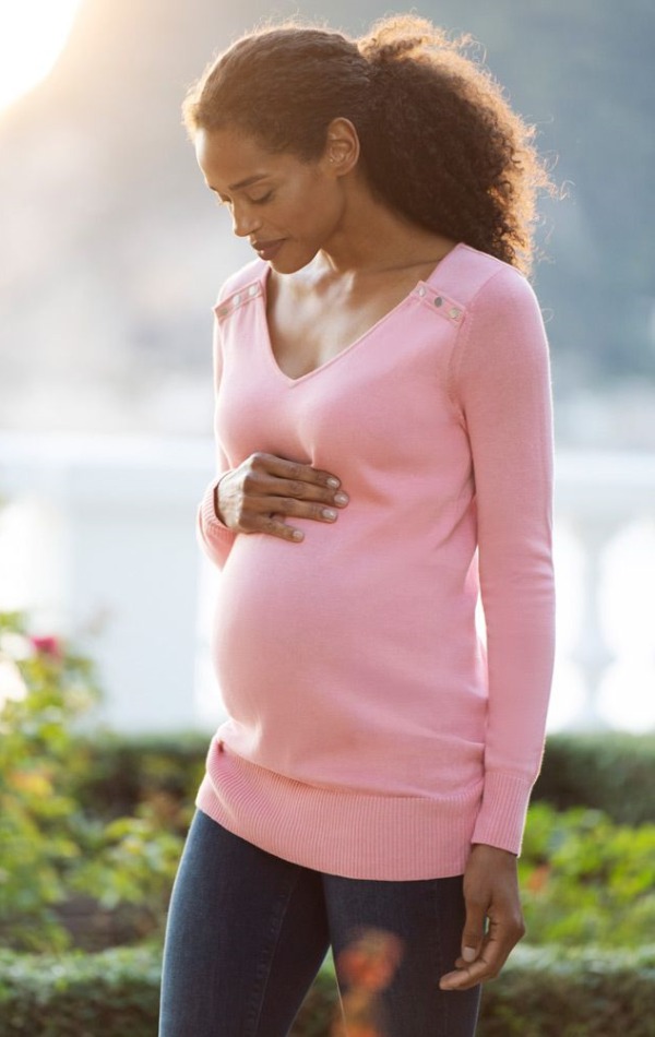 Těhotenský a kojící svetr růžový