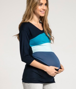 Těhotenské tričko modré tyrkysové kojící