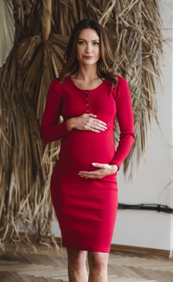 Těhotenské šaty červené