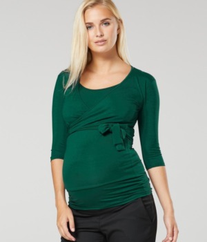 Těhotenské tričko tmavě zelené kojící
