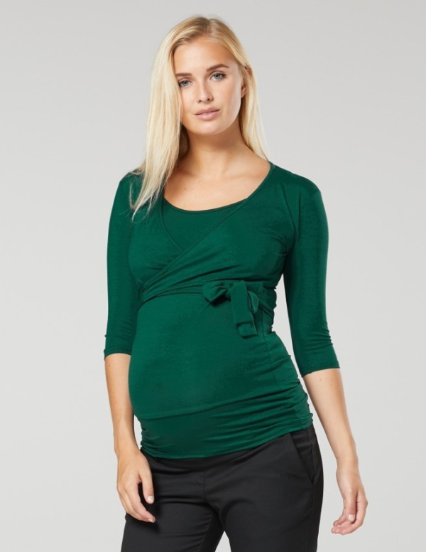 Těhotenské tričko tmavě zelené kojící