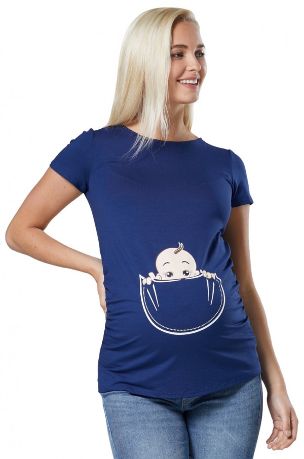 Vtipné těhotenské tričko modré