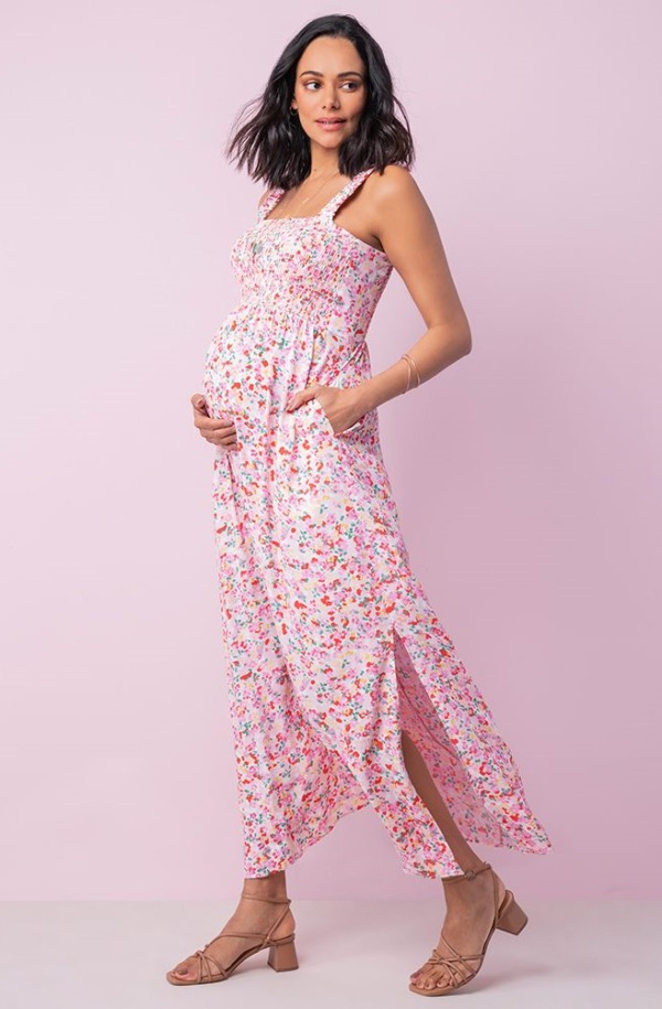 Těhotenské šaty na ramínka dlouhé